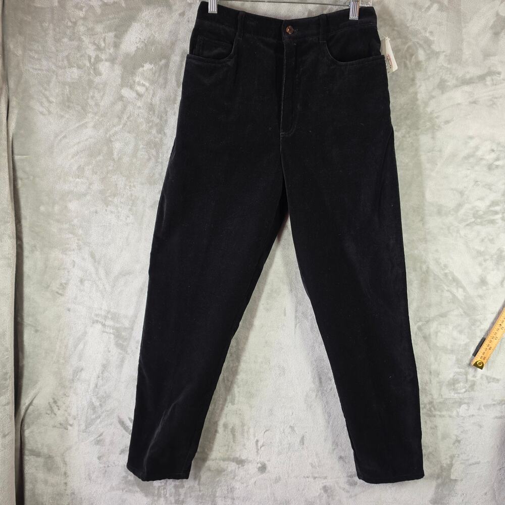 NWT Vintage Talbots Petites 8P Black Cotton Velveteen Pants